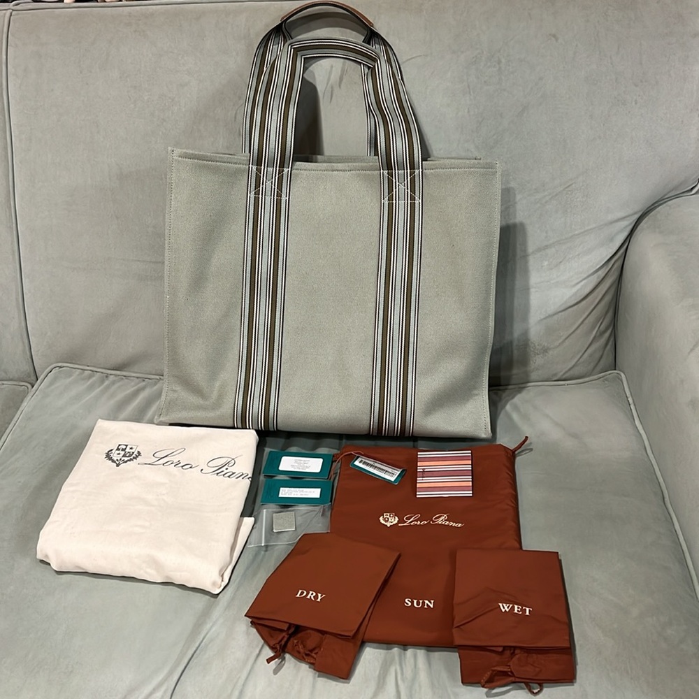 Loro Piana The Suitcase Stripe Tote Bag preloved